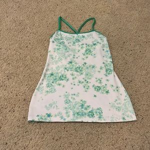 Lululemon• White & Green Floral Power Y Tank